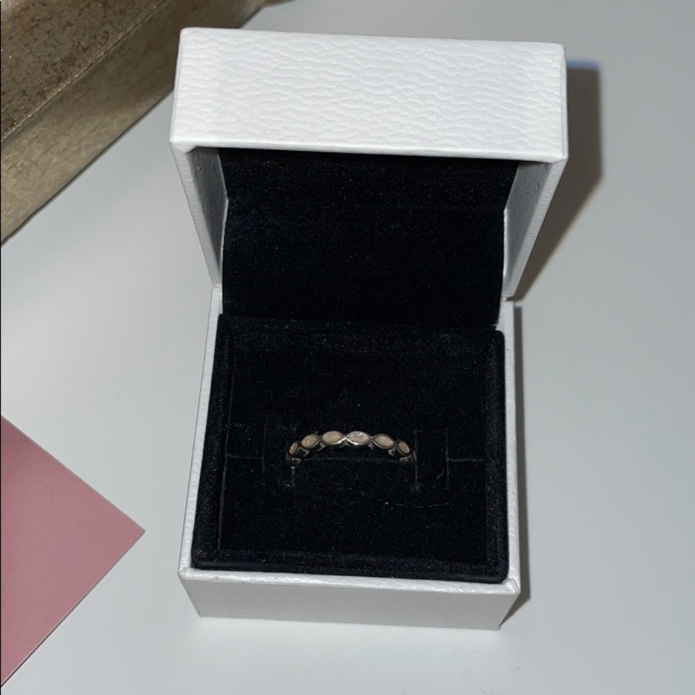Pandora white enamel stacking ring